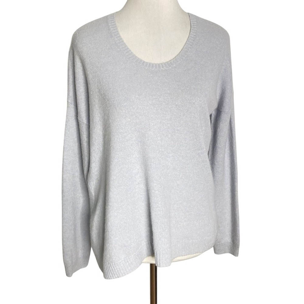 White + Warren Cashmere V Neck Sweater Light Gray Quite Luxury Minimalist M